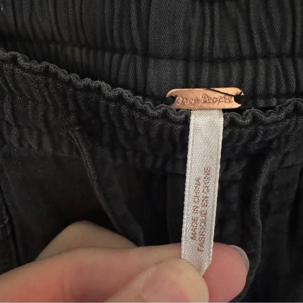 Free People Linen Blend Black Cargo Pants